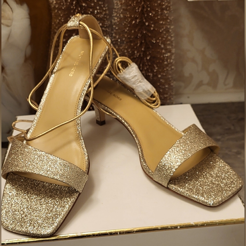 Michael Michael Kors Wrapping Ankle Gold Glitter Jaida Sandal
